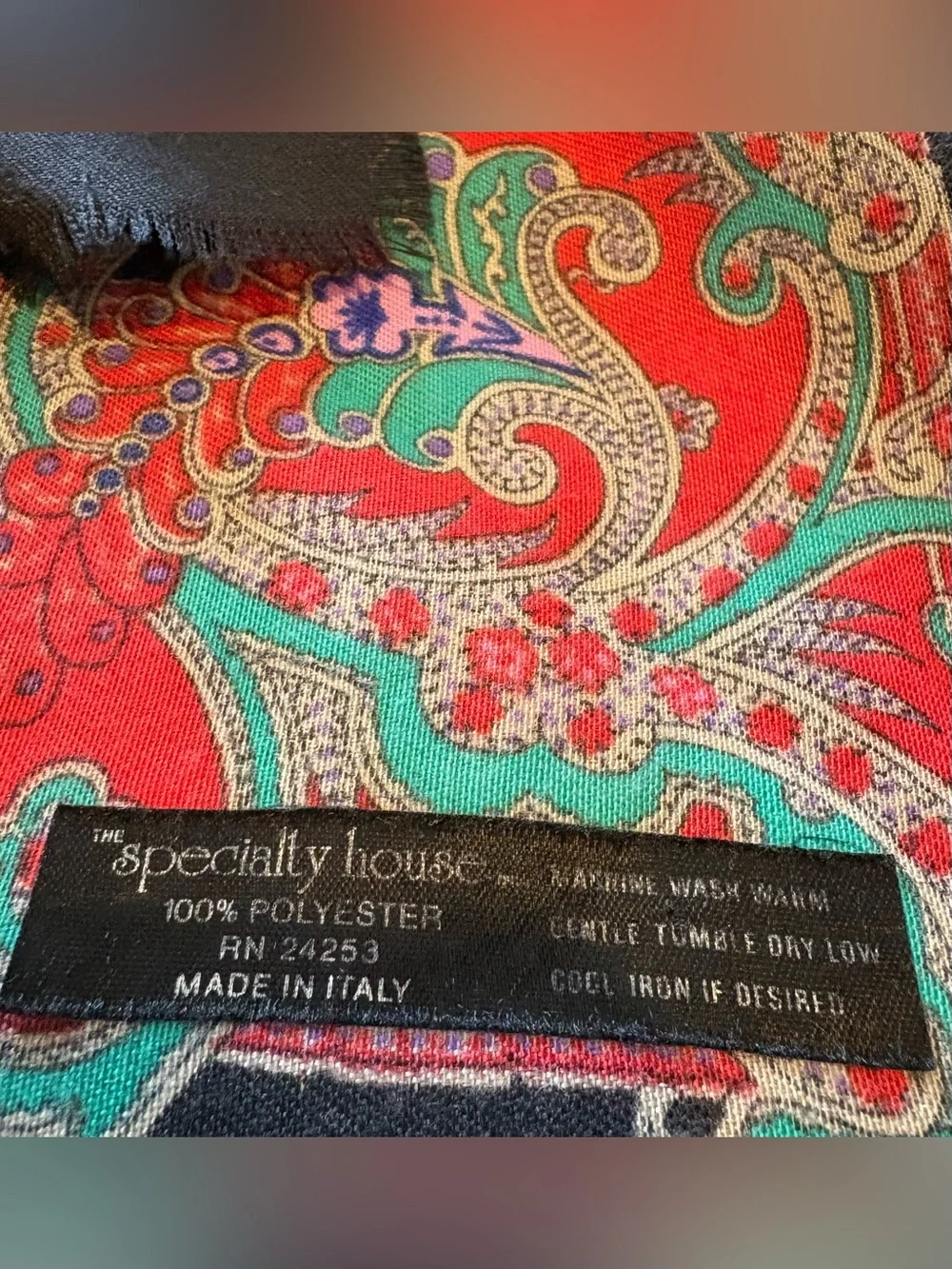 Specialty House 20th Century Vibrant Paisley & Floral Scarf - Made in Italy 35”